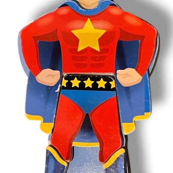 Wooden Dress Up Boy Doll Magnetic Outfits Police Construction Worker Partial Set - Picture 2 of 5